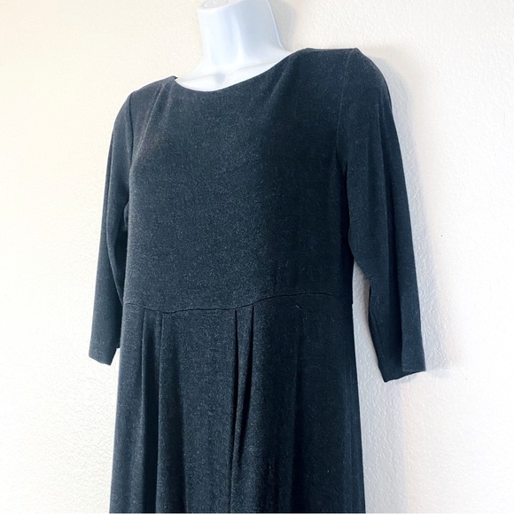J. Jill Black Pleated Wool Blend Knit Maxi Dress Size SP - Picture 3 of 7